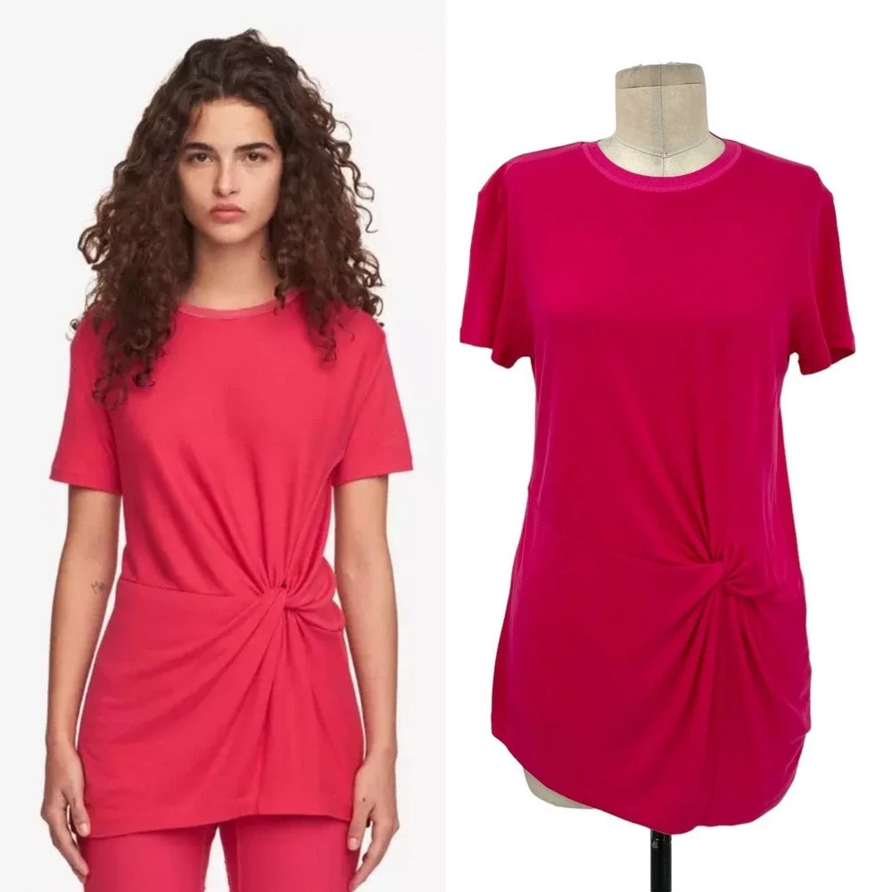 Rag and Bone Marina Crewneck Short-Sleeve‎ Drape Tee Hot Pink Size Small